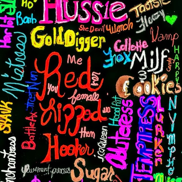 Vibrant Text Art on Black Canvas